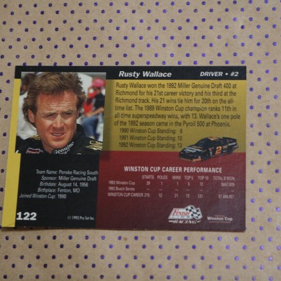 Rusty Wallace #122 NASCAR Card - Picture 2 of 2